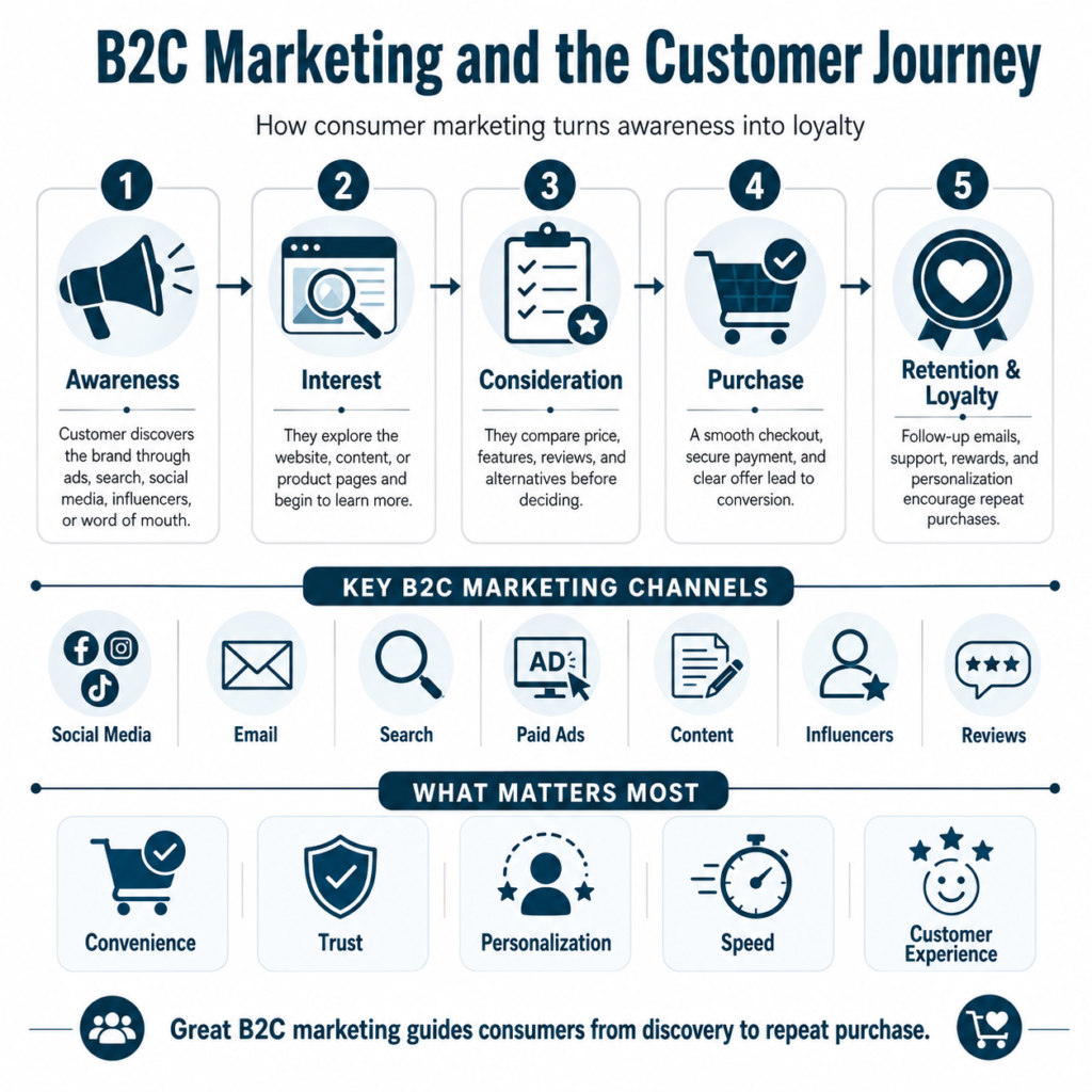 Infographic of B2C Marketing and the Customer Journey